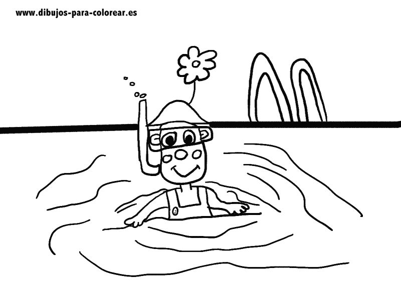 Dibujos para colorear - Payaso en piscina Dibujos para colorear - Payaso en piscina