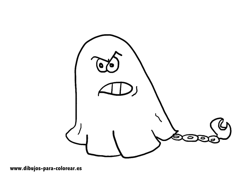 Dibujos para colorear - fantasma con cadena Dibujos para colorear - fantasma con cadena